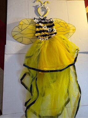 Yellow Bumblebee Dress-Up Set with Wings and Antenna Headband Small
